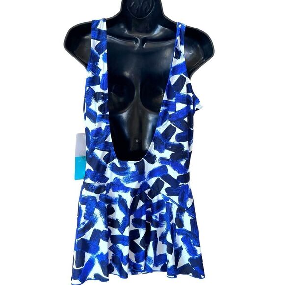 Sea & Sand Blue Paint Asymmetrical Wrap Swimdress - Picture 13 of 14